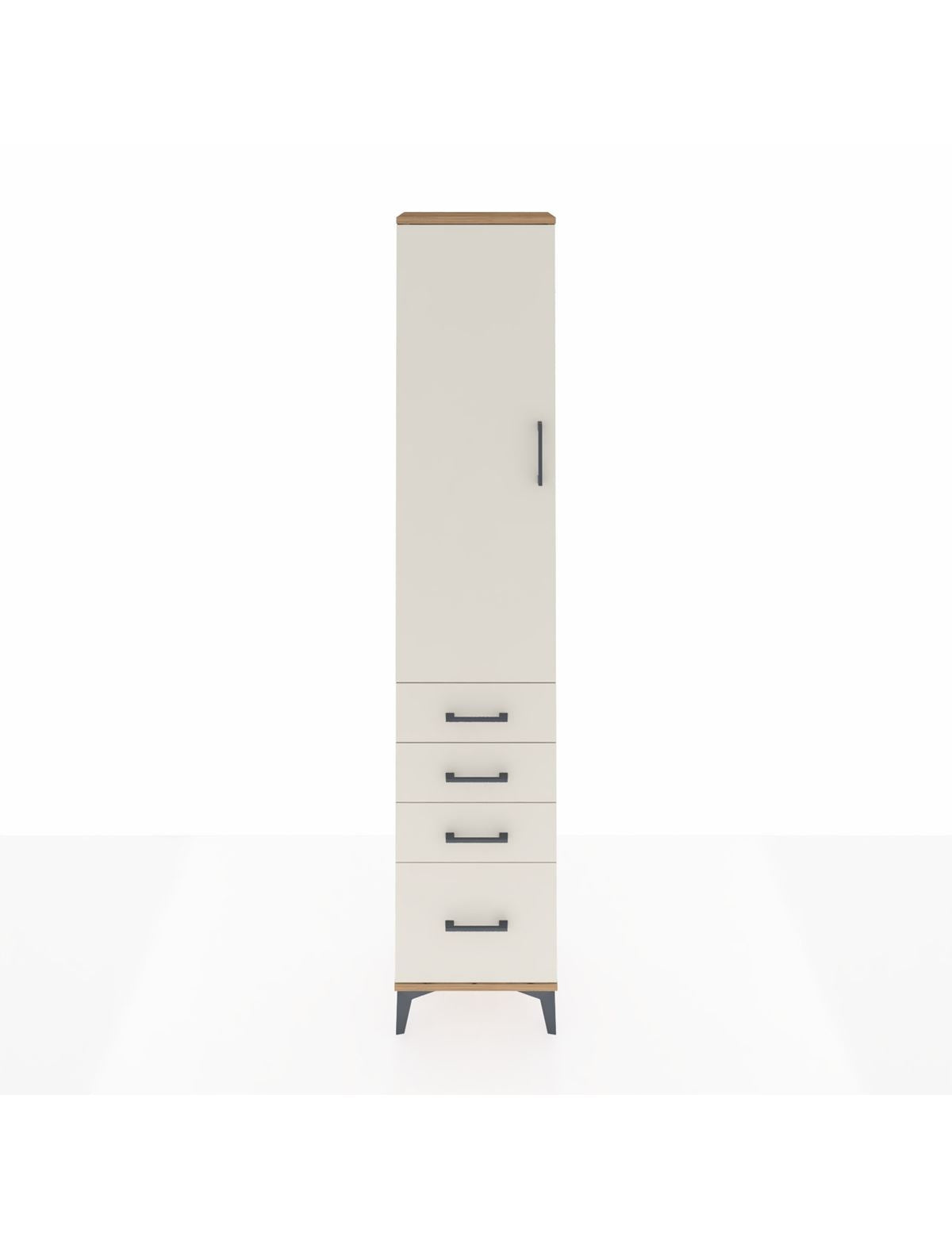 Arges Dolap 2 Raflı 4 Çekmeceli Tek Askılı 44x30x221 Çam-Aytaşı