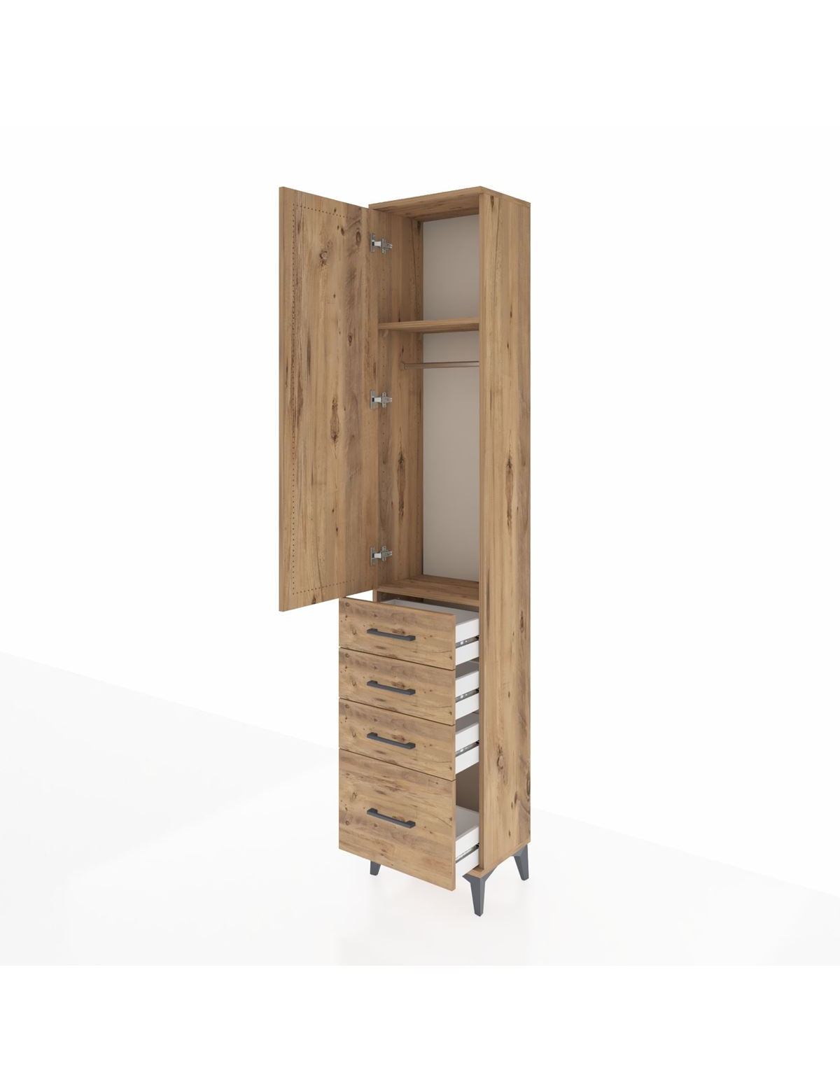 Arges Dolap 2 Raflı 4 Çekmeceli Tek Askılı 44x30x221 - S28M052V9A