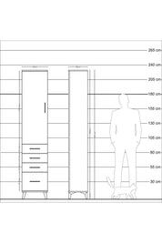 Arges Dolap 3 Raflı 4 Çekmeceli Tek Kapaklı 44x30x221 Aytaşı-Aytaşı