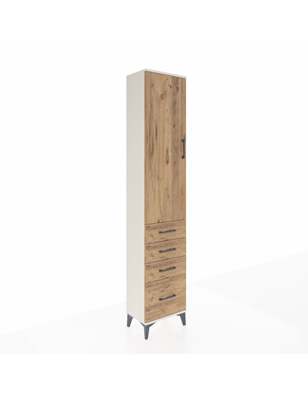 Arges Dolap 3 Raflı 4 Çekmeceli Tek Kapaklı 44x30x221 Aytaşı-Çam