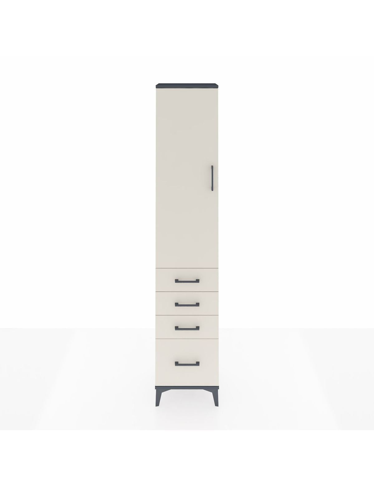 Arges Dolap 3 Raflı 4 Çekmeceli Tek Kapaklı 44x30x221 Antrasit-Aytaşı