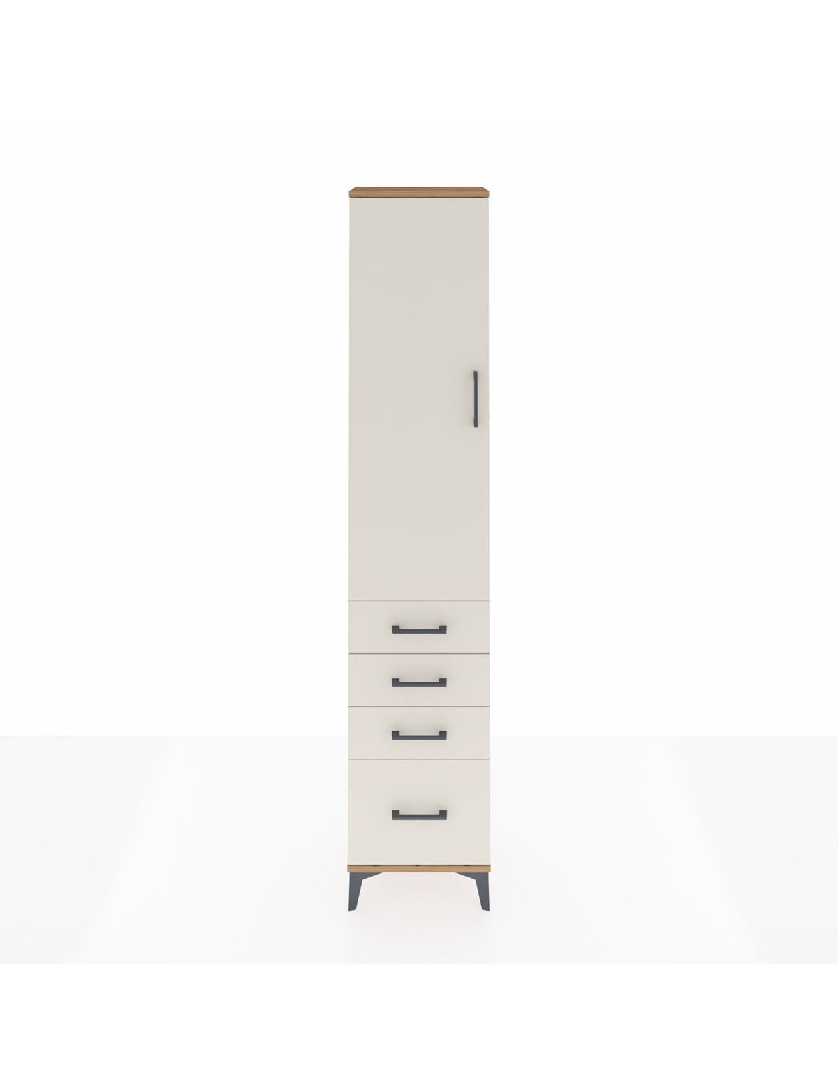 Arges Dolap 3 Raflı 4 Çekmeceli Tek Kapaklı 44x30x221 Çam-Aytaşı