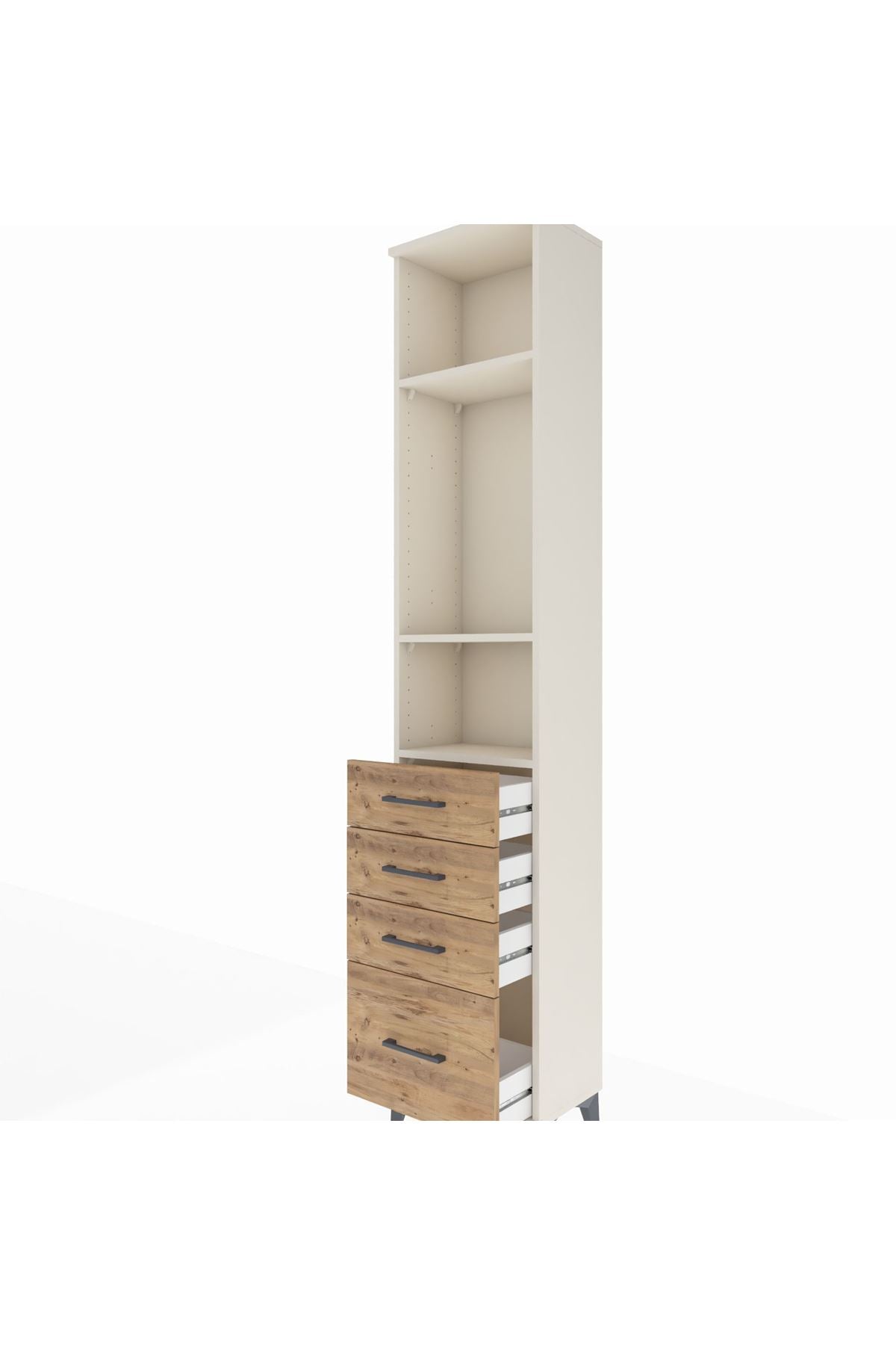 Arges Dolap 3 Raflı 4 Çekmeceli 44x30x221 Aytaşı-Çam