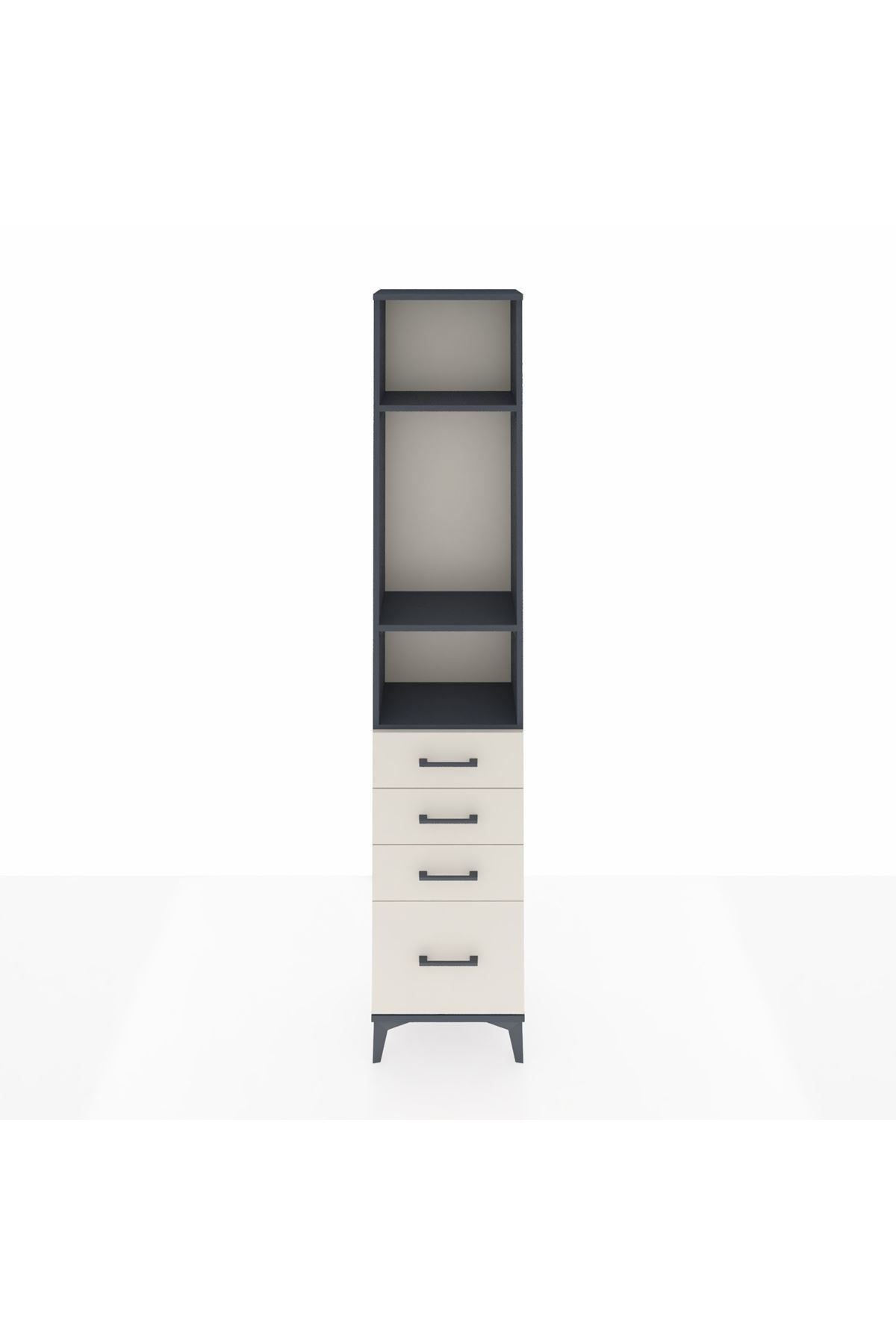 Arges Dolap 3 Raflı 4 Çekmeceli 44x30x221 Antrasit-Aytaşı