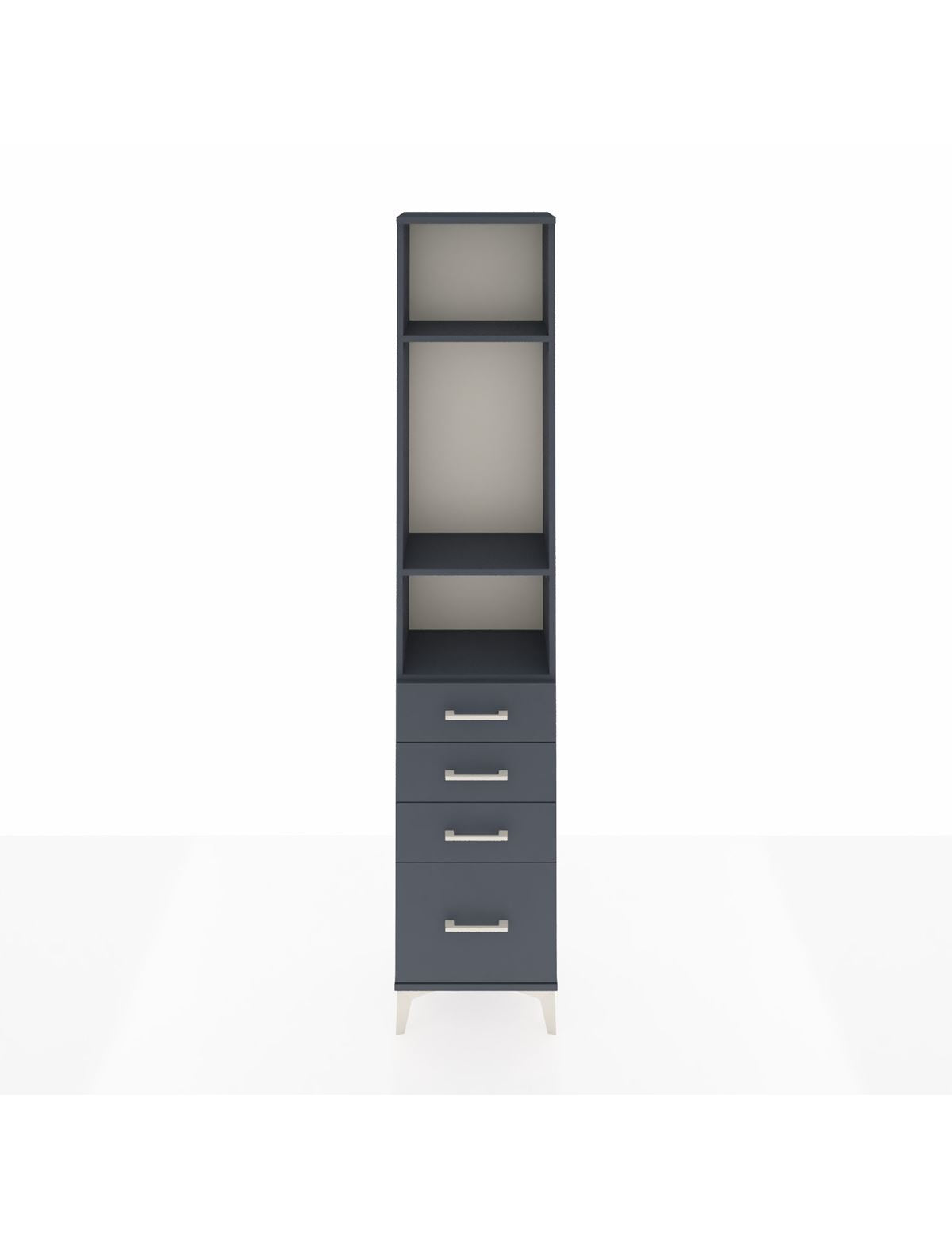 Arges Dolap 3 Raflı 4 Çekmeceli 44x30x221 Antrasit-Antrasit