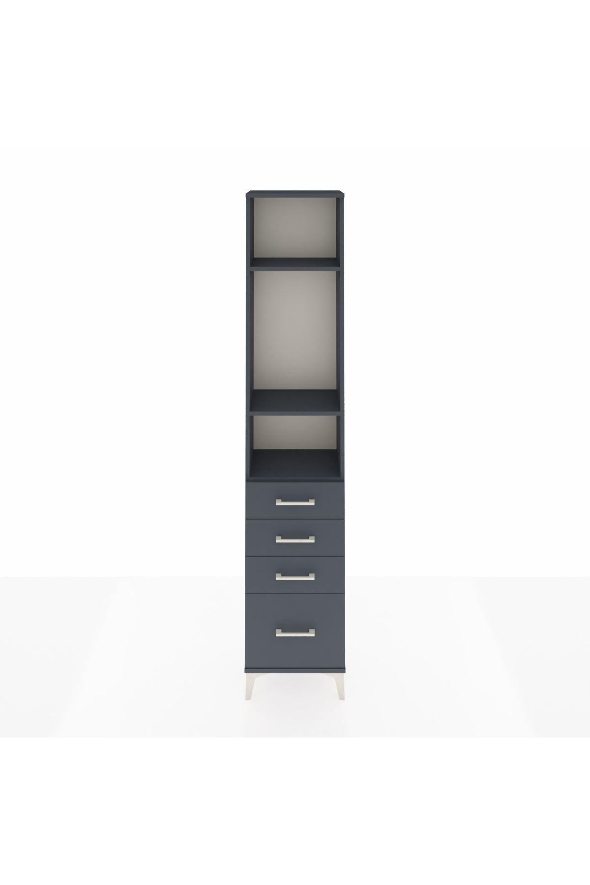 Arges Dolap 3 Raflı 4 Çekmeceli 44x30x221 Antrasit-Antrasit