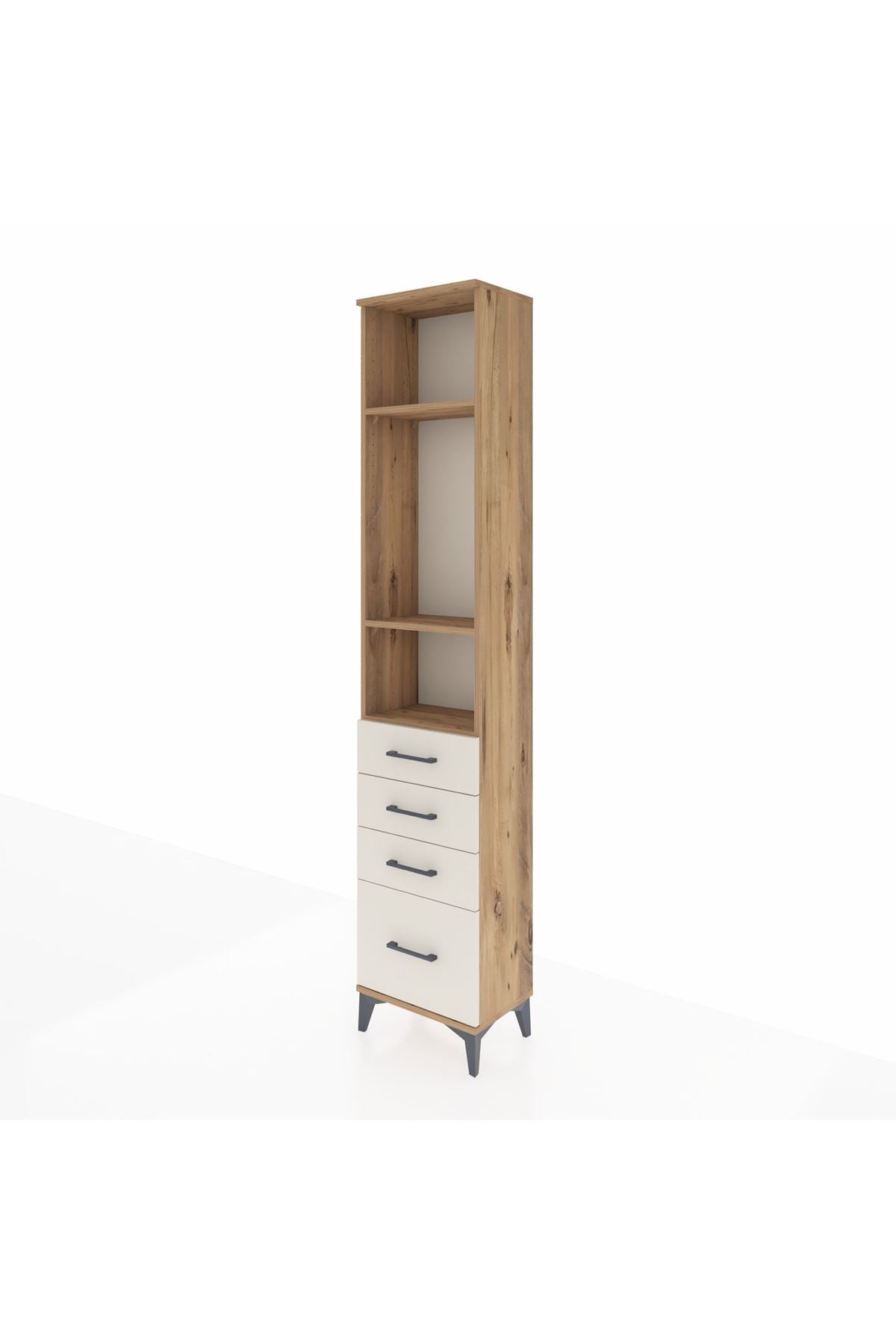 Arges Dolap 3 Raflı 4 Çekmeceli 44x30x221 Çam-Aytaşı