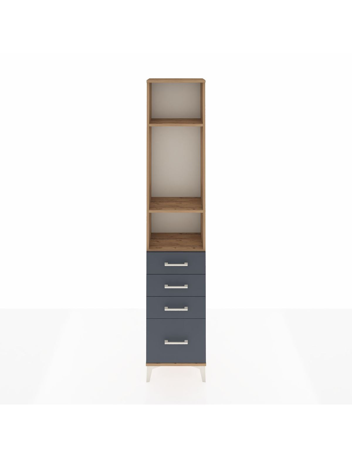 Arges Dolap 3 Raflı 4 Çekmeceli 44x30x221 Çam-Antrasit