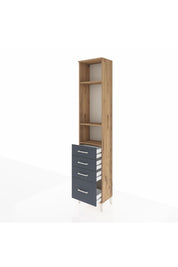 Arges Dolap 3 Raflı 4 Çekmeceli 44x30x221 Çam-Antrasit