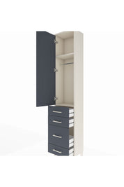 Arges Dolap 2 Raflı 4 Çekmeceli Tek Askılı 44x30x221 Aytaşı-Antrasit