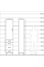 Arges Dolap 2 Raflı 4 Çekmeceli Tek Askılı 44x30x221 Aytaşı-Antrasit