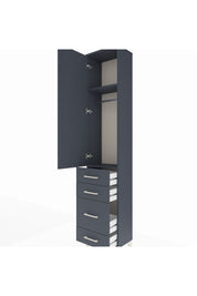 Arges Dolap 2 Raflı 4 Çekmeceli Tek Askılı 44x30x221 Antrasit-Antrasit