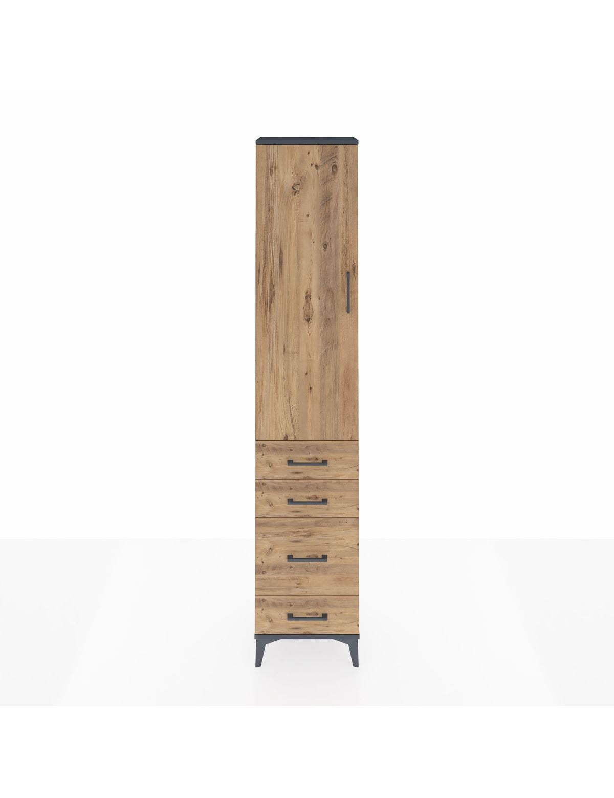 Arges Dolap 2 Raflı 4 Çekmeceli Tek Askılı 44x30x221 Antrasit-Çam