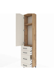 Arges Dolap 2 Raflı 4 Çekmeceli Tek Askılı 44x30x221 Çam-Aytaşı
