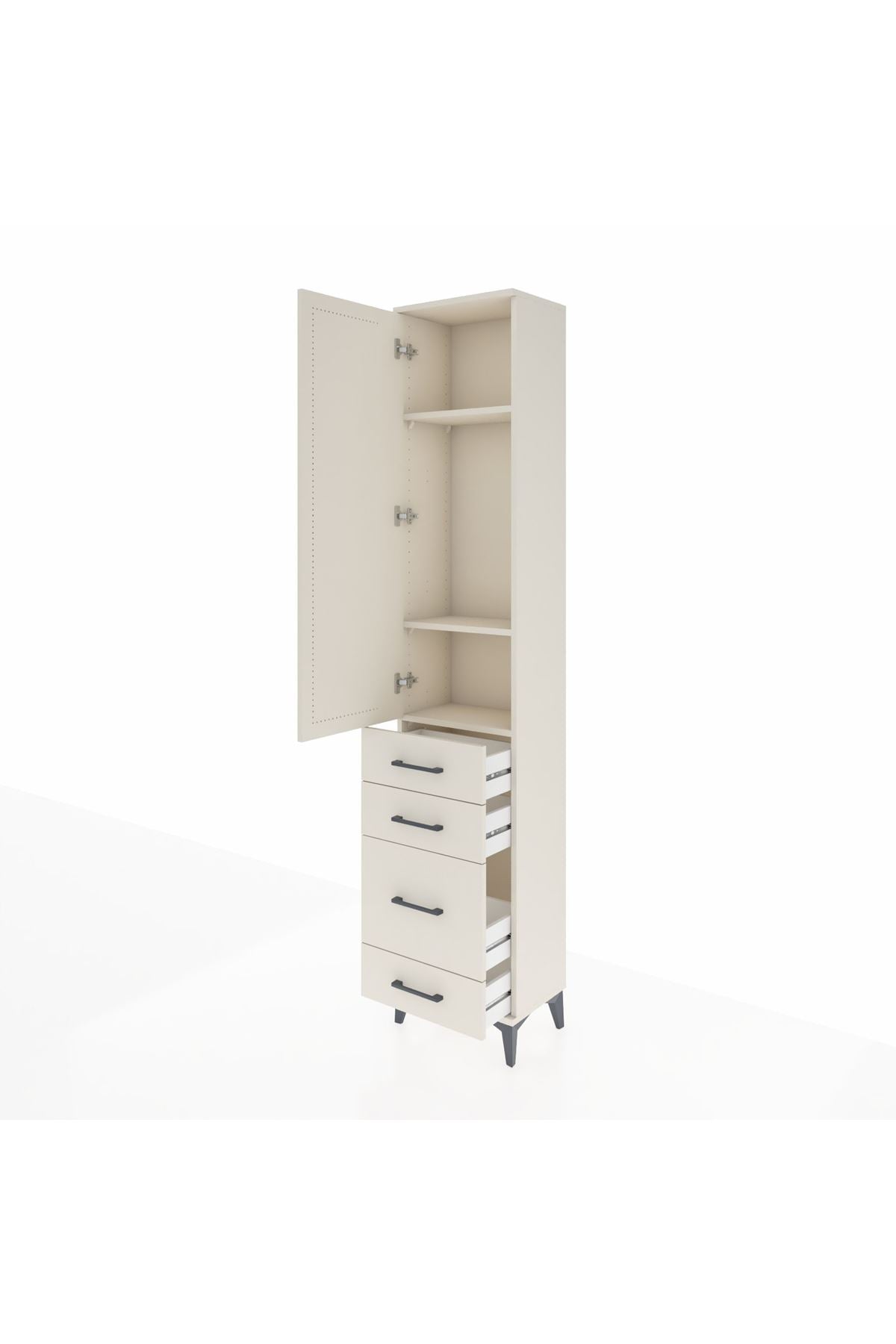 Arges Dolap 3 Raflı 4 Çekmeceli Tek Kapaklı 44x30x221 Aytaşı-Aytaşı