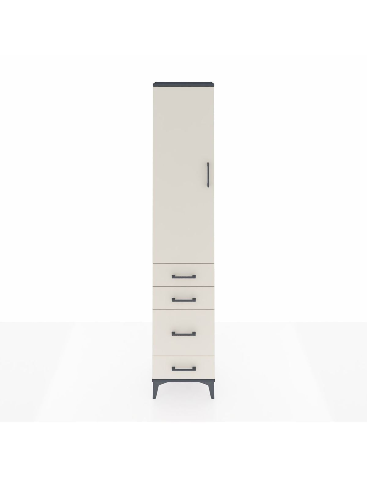 Arges Dolap 3 Raflı 4 Çekmeceli Tek Kapaklı 44x30x221 Antrasit-Aytaşı