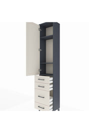 Arges Dolap 3 Raflı 4 Çekmeceli Tek Kapaklı 44x30x221 Antrasit-Aytaşı