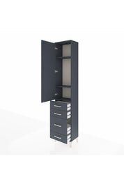 Arges Dolap 3 Raflı 4 Çekmeceli Tek Kapaklı 44x30x221 Antrasit-Antrasit