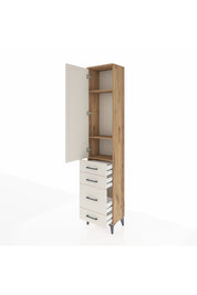 Arges Dolap 3 Raflı 4 Çekmeceli Tek Kapaklı 44x30x221 Çam-Aytaşı