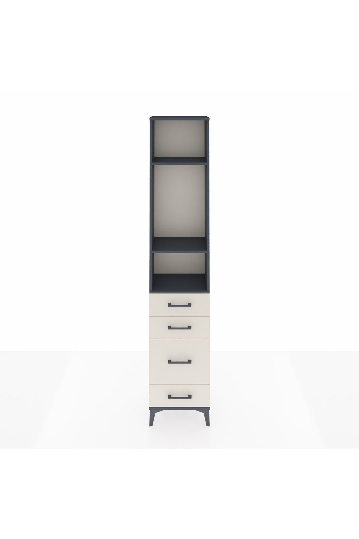 Arges Dolap 3 Raflı 4 Çekmeceli 44x30x221 Antrasit-Aytaşı