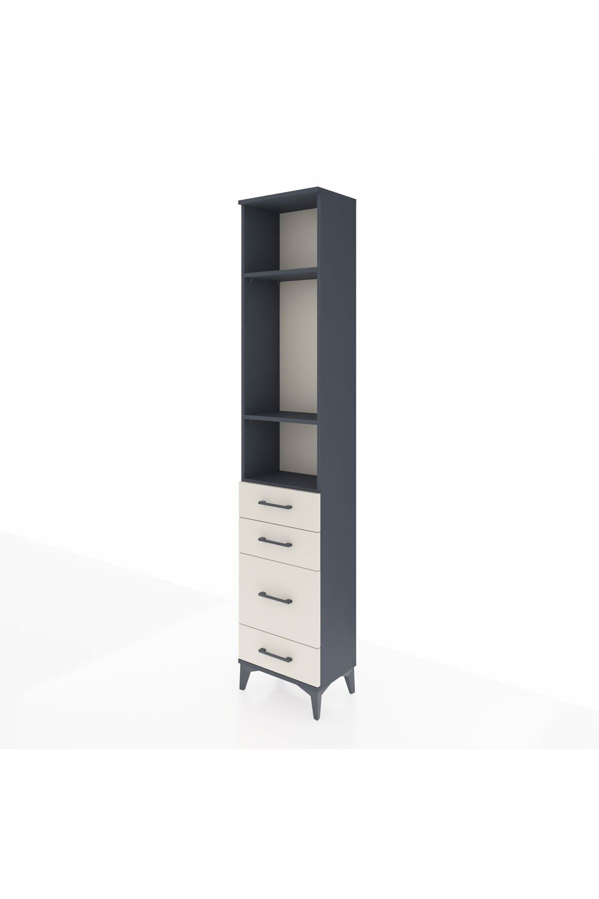 Arges Dolap 3 Raflı 4 Çekmeceli 44x30x221 Antrasit-Aytaşı