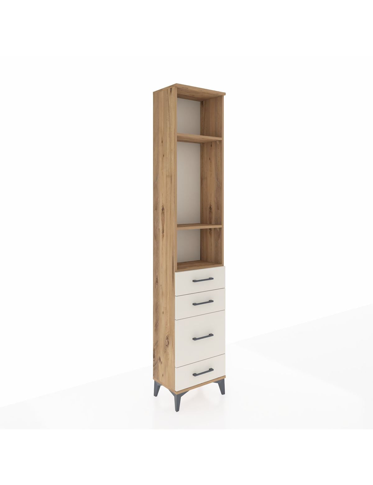 Arges Dolap 3 Raflı 4 Çekmeceli 44x30x221 Çam-Aytaşı