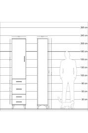 Arges Dolap 2 Raflı 4 Çekmeceli Tek Askılı 44x30x221 Aytaşı-Aytaşı
