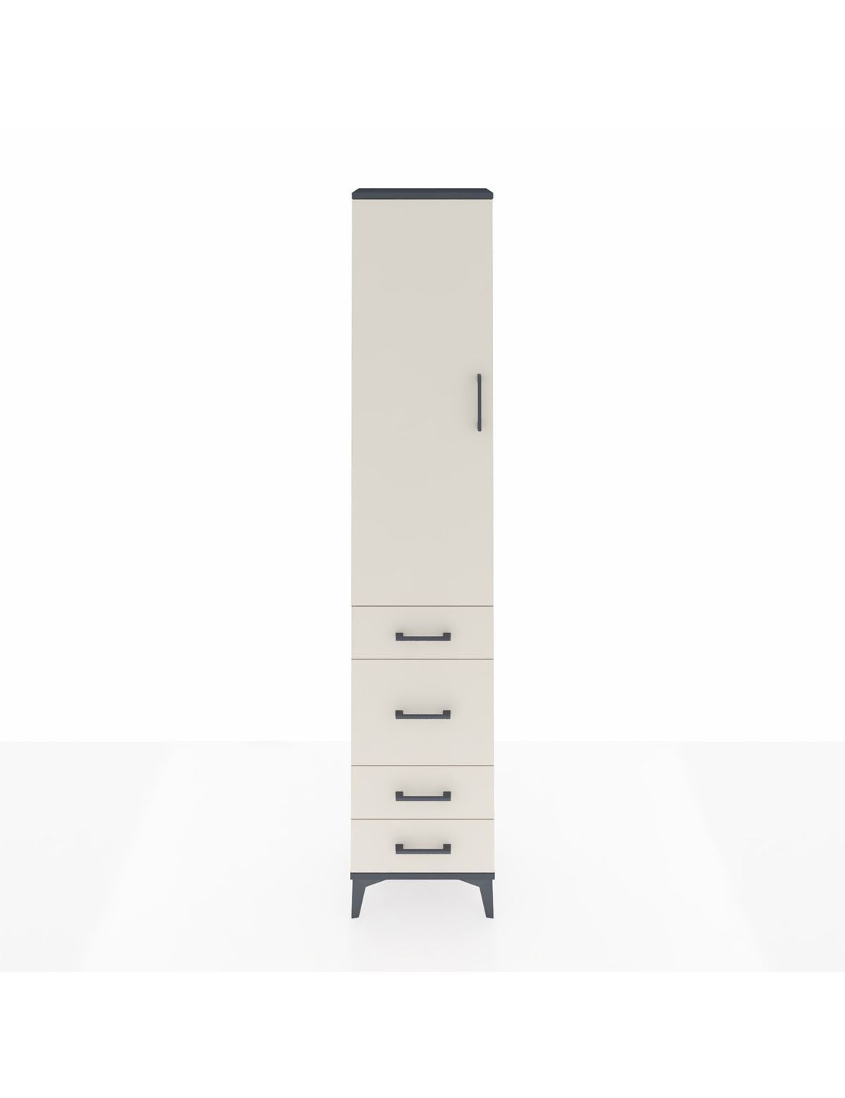 Arges Dolap 2 Raflı 4 Çekmeceli Tek Askılı 44x30x221 Antrasit-Aytaşı