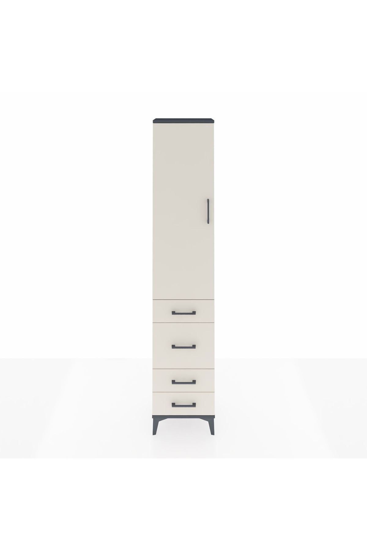 Arges Dolap 2 Raflı 4 Çekmeceli Tek Askılı 44x30x221 Antrasit-Aytaşı