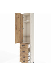 Arges Dolap 3 Raflı 4 Çekmeceli Tek Kapaklı 44x30x221 Aytaşı-Çam