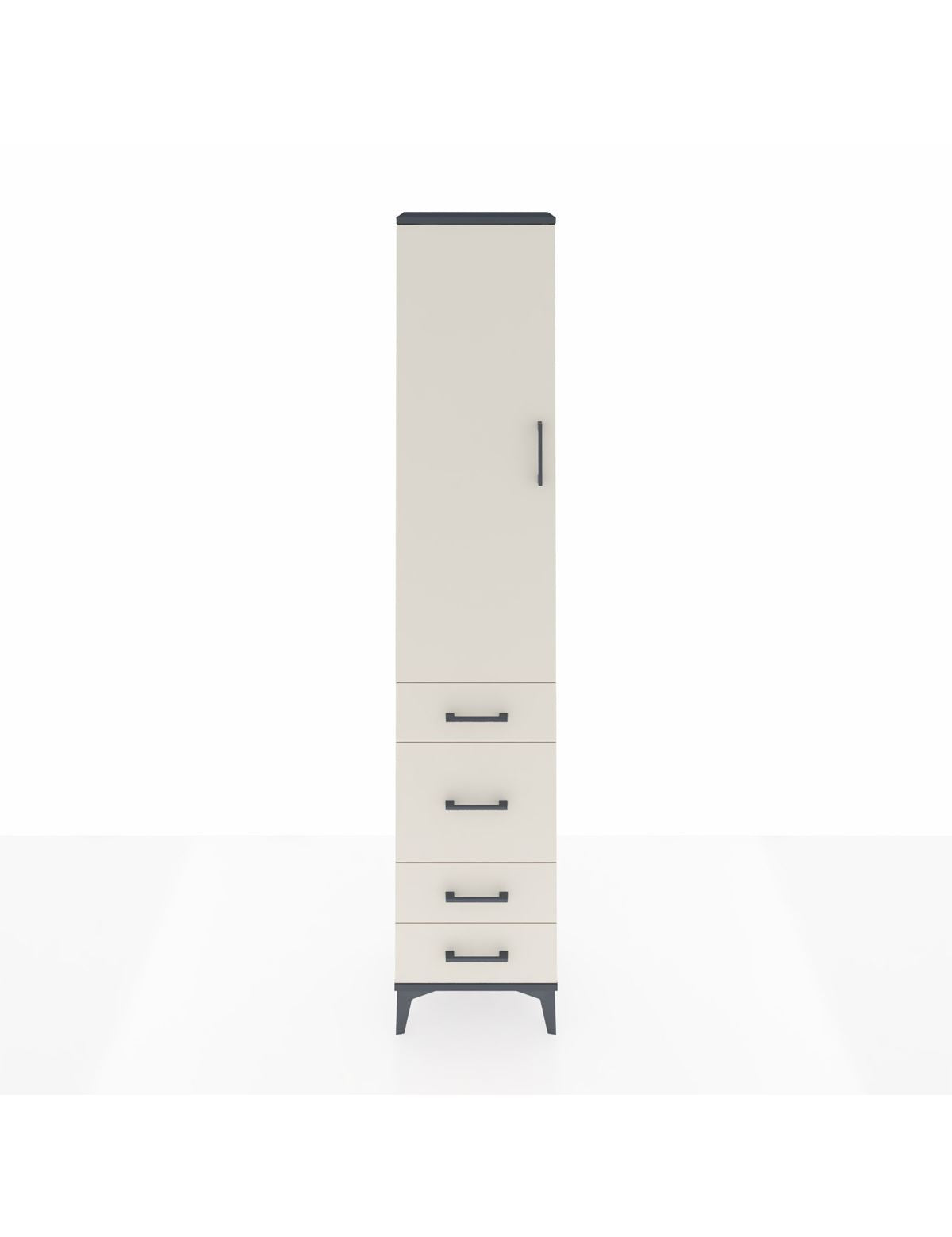 Arges Dolap 3 Raflı 4 Çekmeceli Tek Kapaklı 44x30x221 Antrasit-Aytaşı