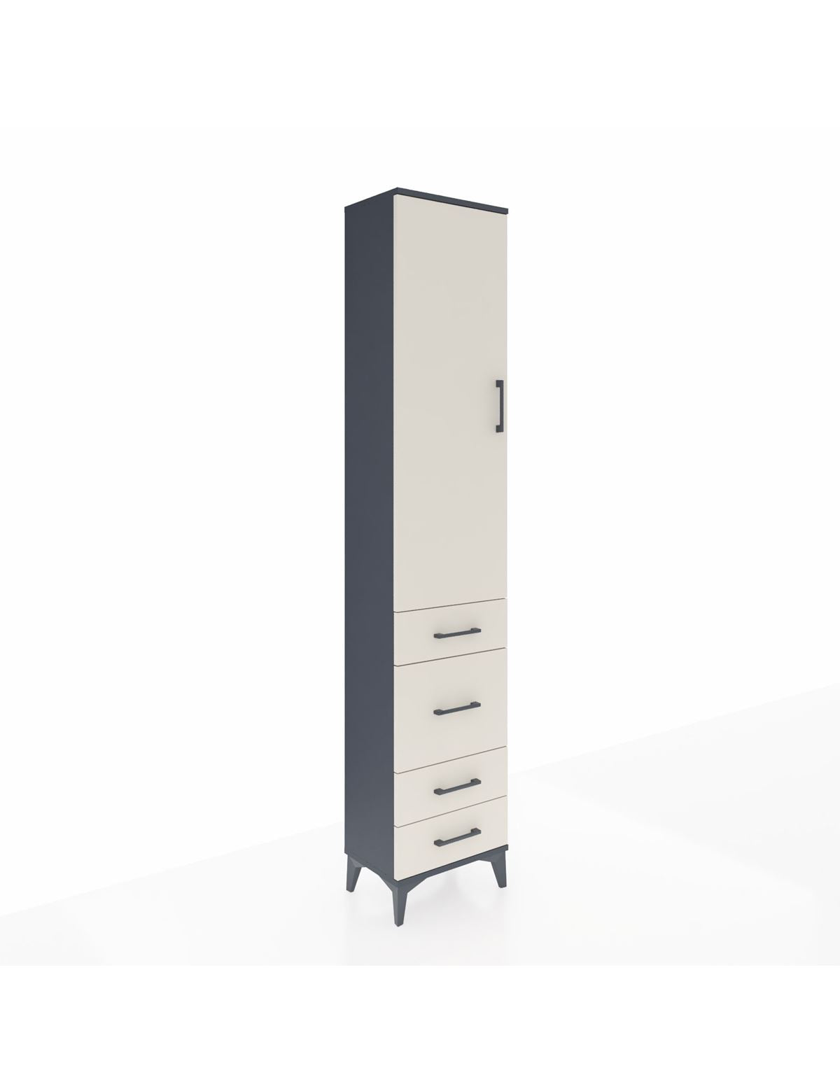 Arges Dolap 3 Raflı 4 Çekmeceli Tek Kapaklı 44x30x221 Antrasit-Aytaşı