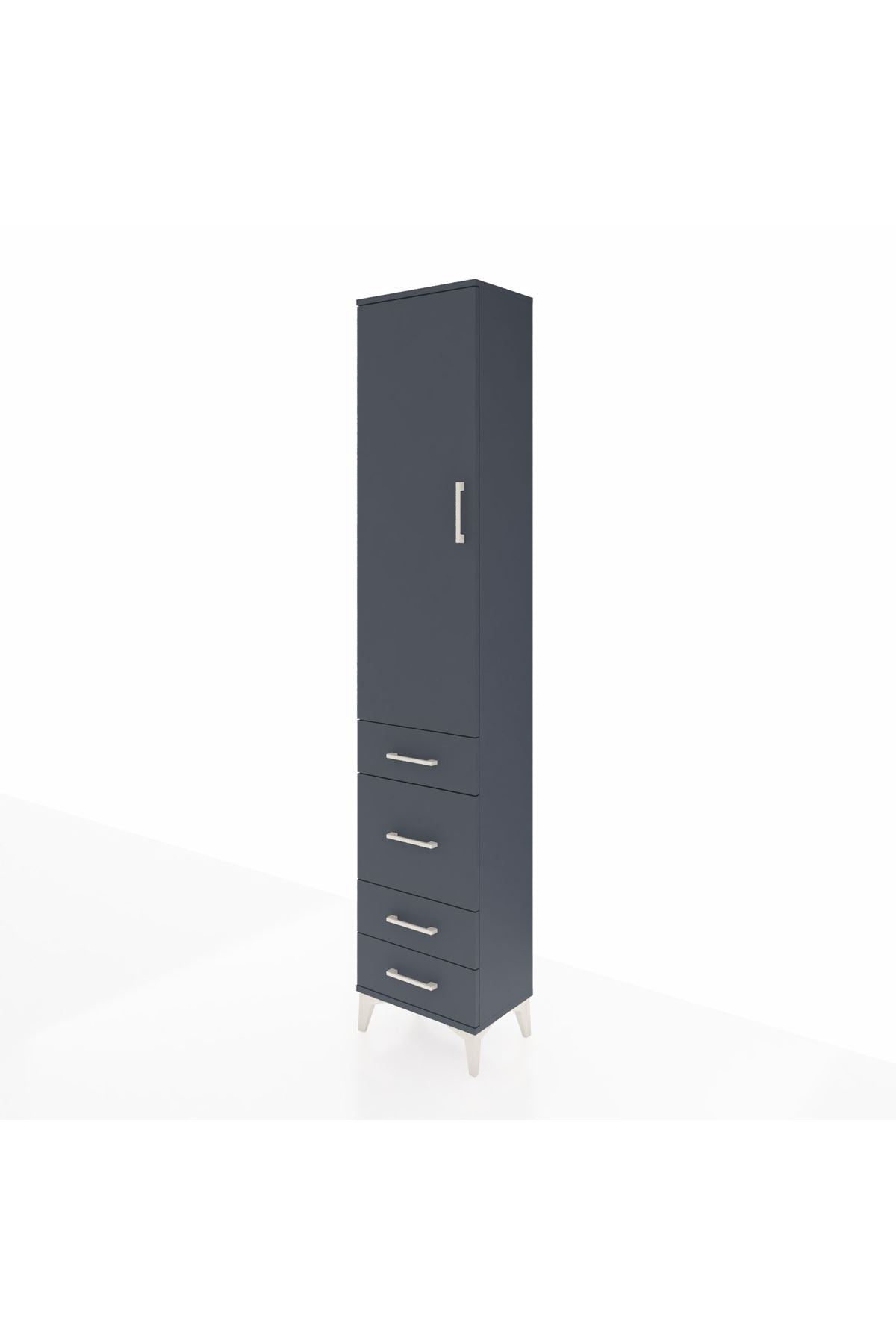 Arges Dolap 3 Raflı 4 Çekmeceli Tek Kapaklı 44x30x221 Antrasit-Antrasit