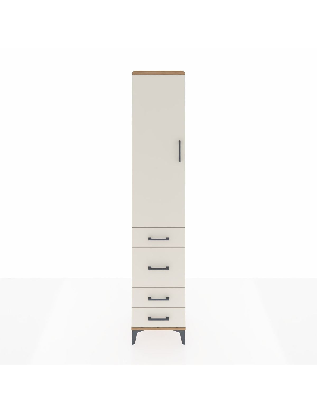 Arges Dolap 3 Raflı 4 Çekmeceli Tek Kapaklı 44x30x221 Çam-Aytaşı