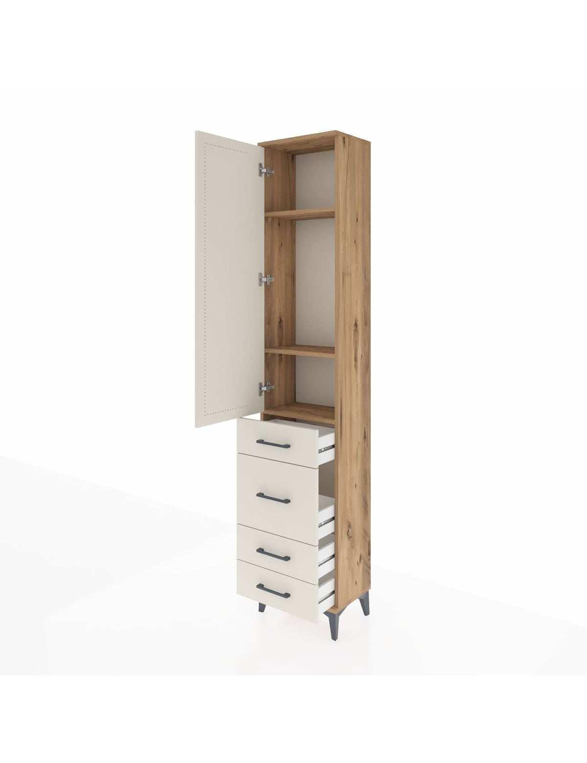 Arges Dolap 3 Raflı 4 Çekmeceli Tek Kapaklı 44x30x221 - S28M059V7A