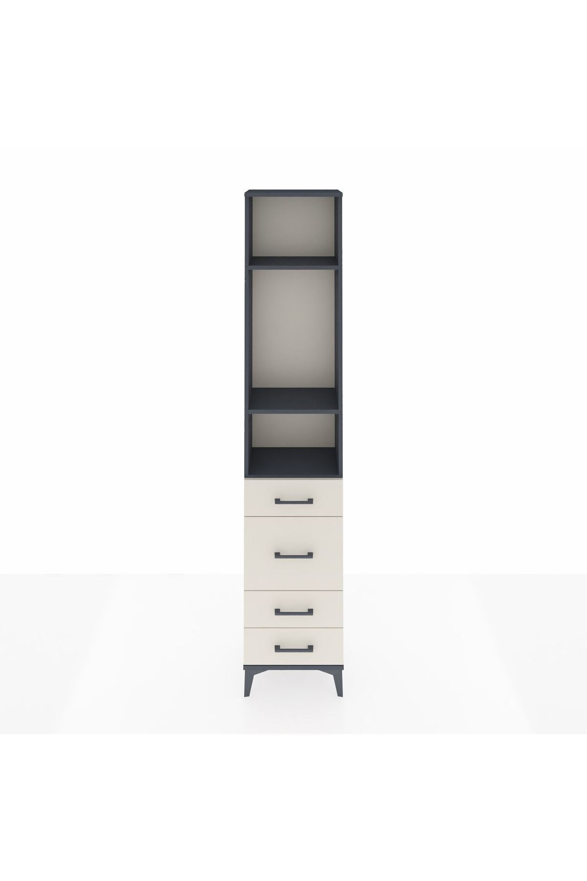 Arges Dolap 3 Raflı 4 Çekmeceli 44x30x221 Antrasit-Aytaşı