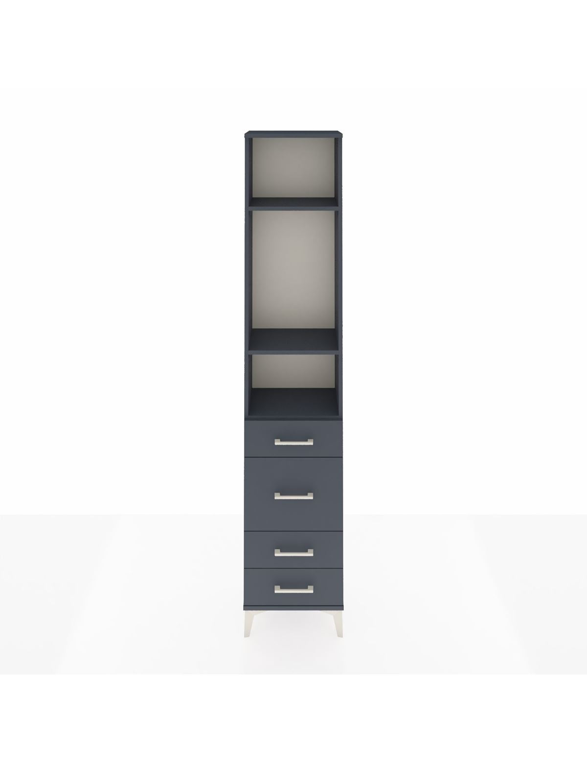 Arges Dolap 3 Raflı 4 Çekmeceli 44x30x221 Antrasit-Antrasit