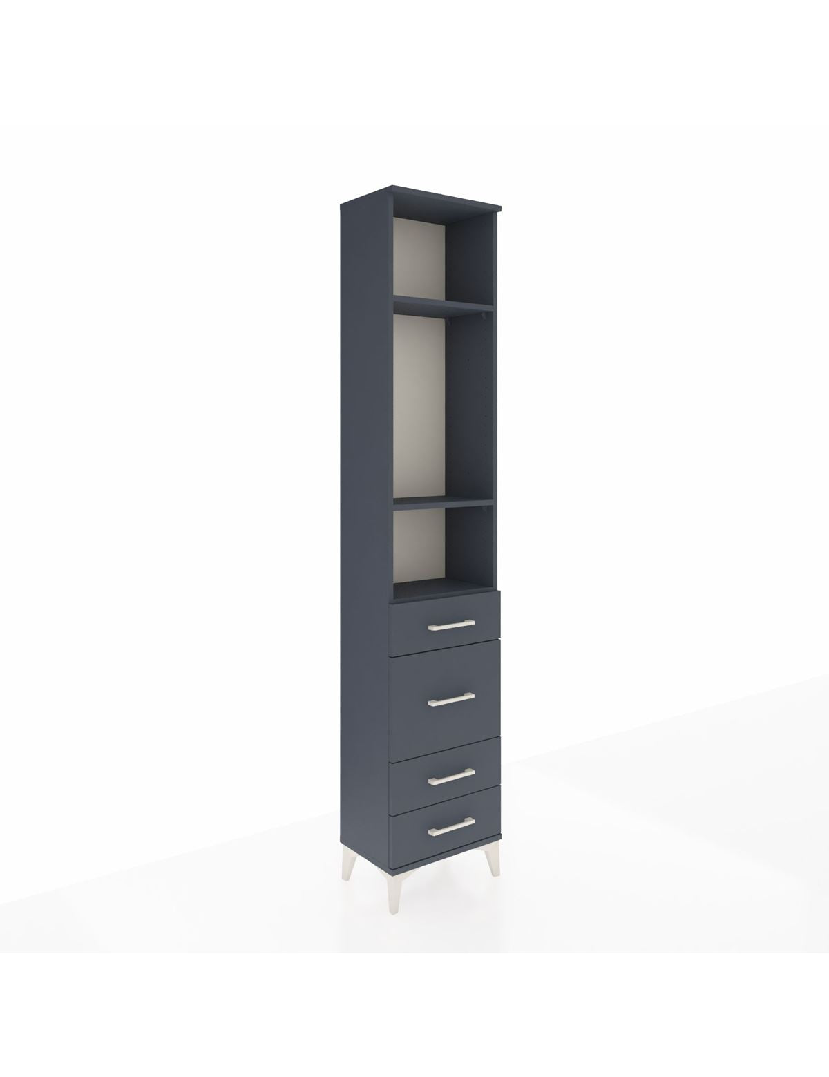 Arges Dolap 3 Raflı 4 Çekmeceli 44x30x221 Antrasit-Antrasit