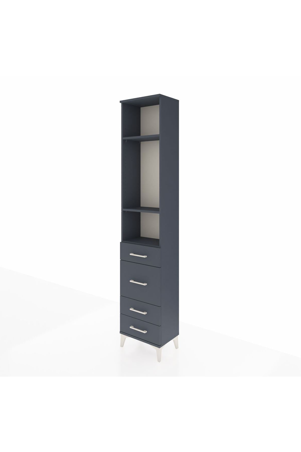 Arges Dolap 3 Raflı 4 Çekmeceli 44x30x221 Antrasit-Antrasit