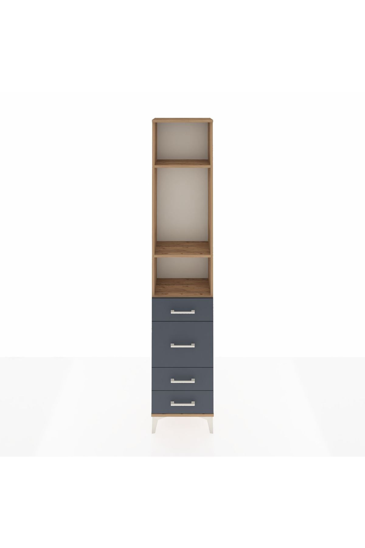 Arges Dolap 3 Raflı 4 Çekmeceli 44x30x221 Çam-Antrasit