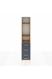 Arges Dolap 3 Raflı 4 Çekmeceli 44x30x221 Çam-Antrasit