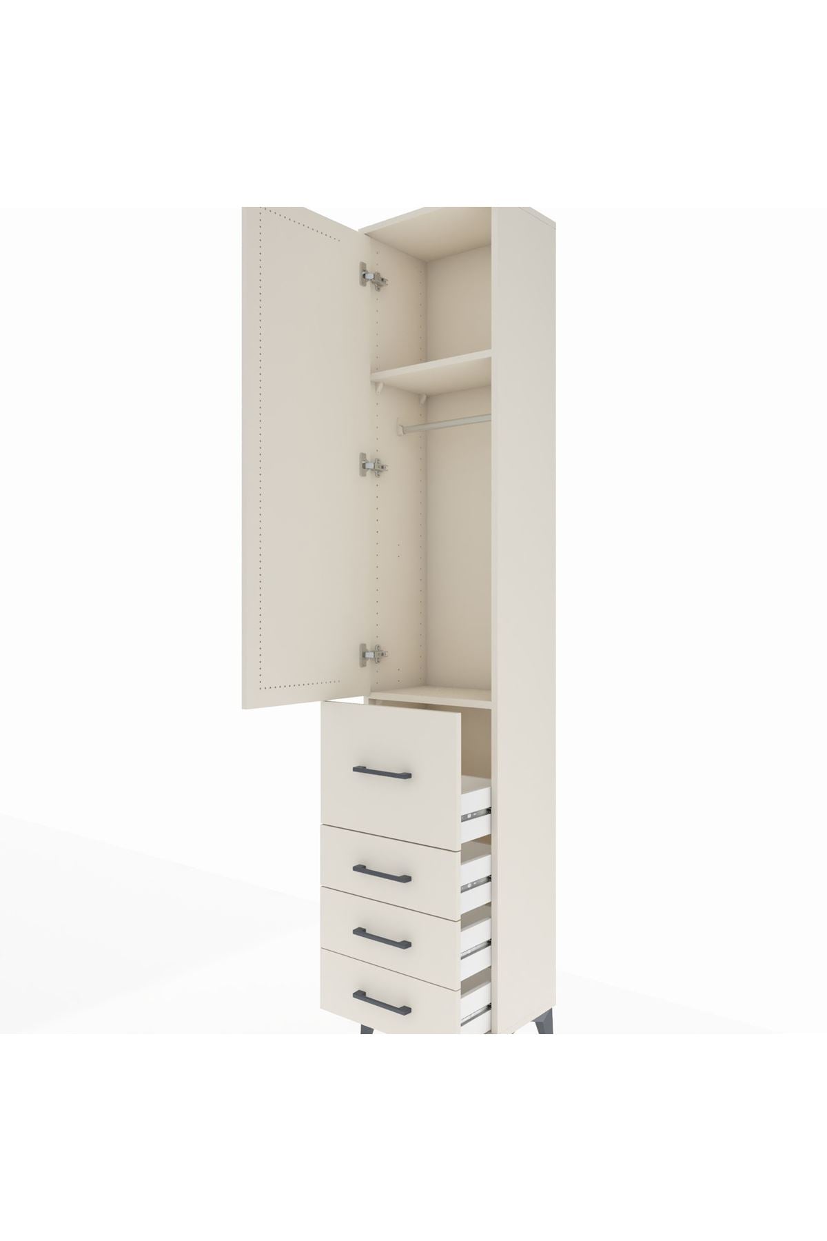 Arges Dolap 2 Raflı 4 Çekmeceli Tek Askılı 44x30x221 Aytaşı-Aytaşı