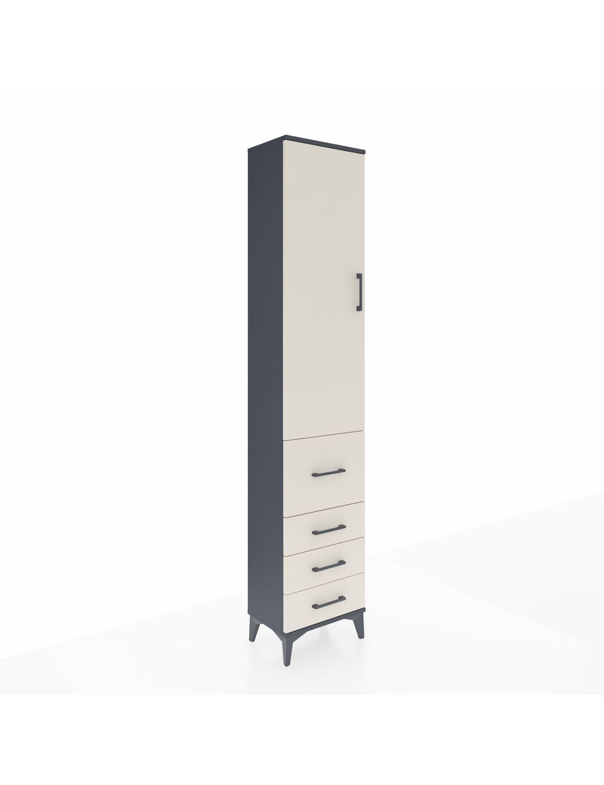 Arges Dolap 2 Raflı 4 Çekmeceli Tek Askılı 44x30x221 Antrasit-Aytaşı