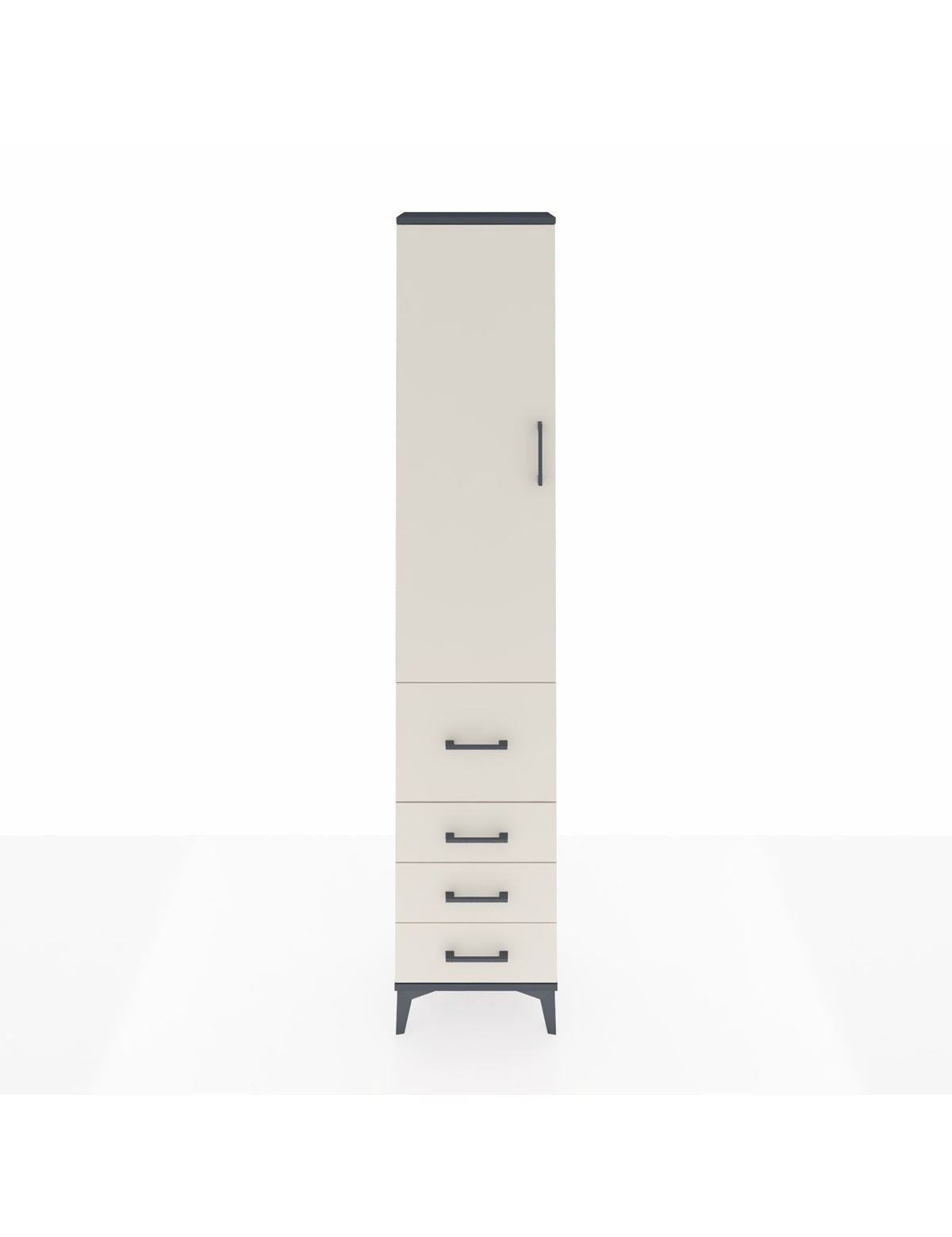 Arges Dolap 2 Raflı 4 Çekmeceli Tek Askılı 44x30x221 Antrasit-Aytaşı