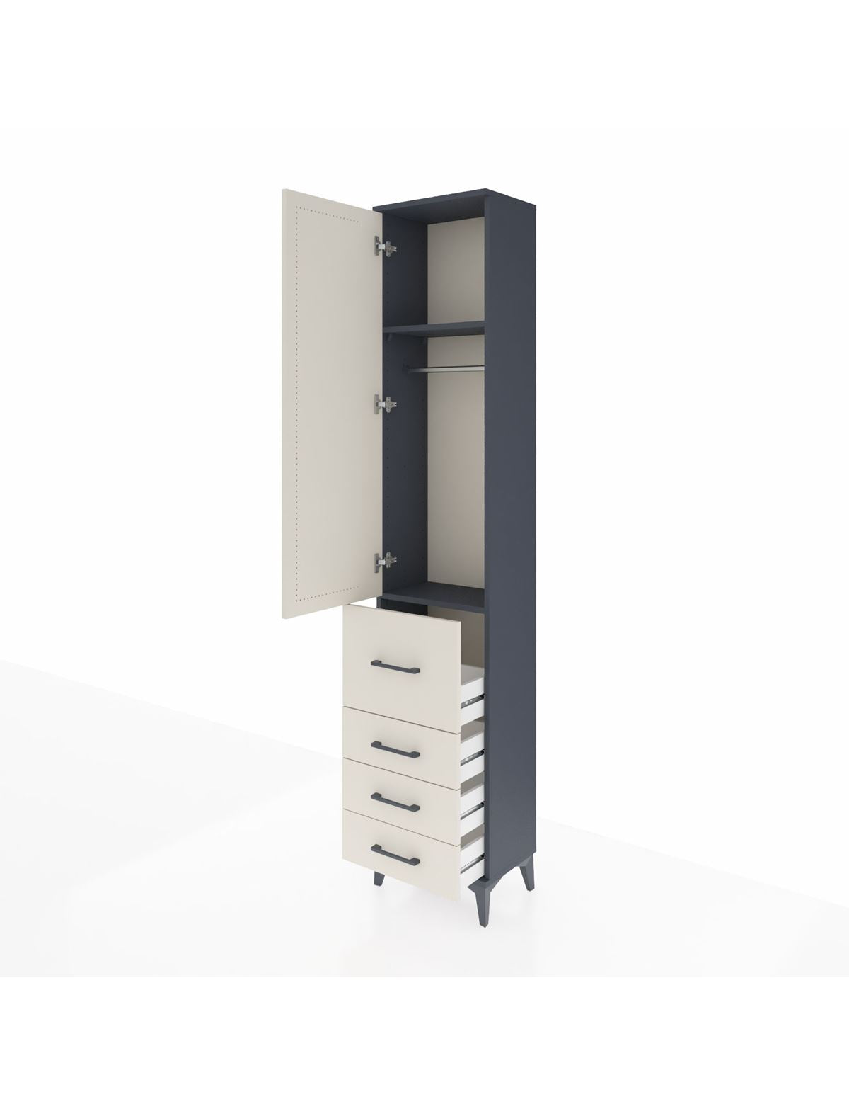 Arges Dolap 2 Raflı 4 Çekmeceli Tek Askılı 44x30x221 - S28M061V4A
