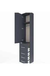 Arges Dolap 2 Raflı 4 Çekmeceli Tek Askılı 44x30x221 Antrasit-Antrasit