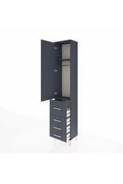 Arges Dolap 2 Raflı 4 Çekmeceli Tek Askılı 44x30x221 Antrasit-Antrasit