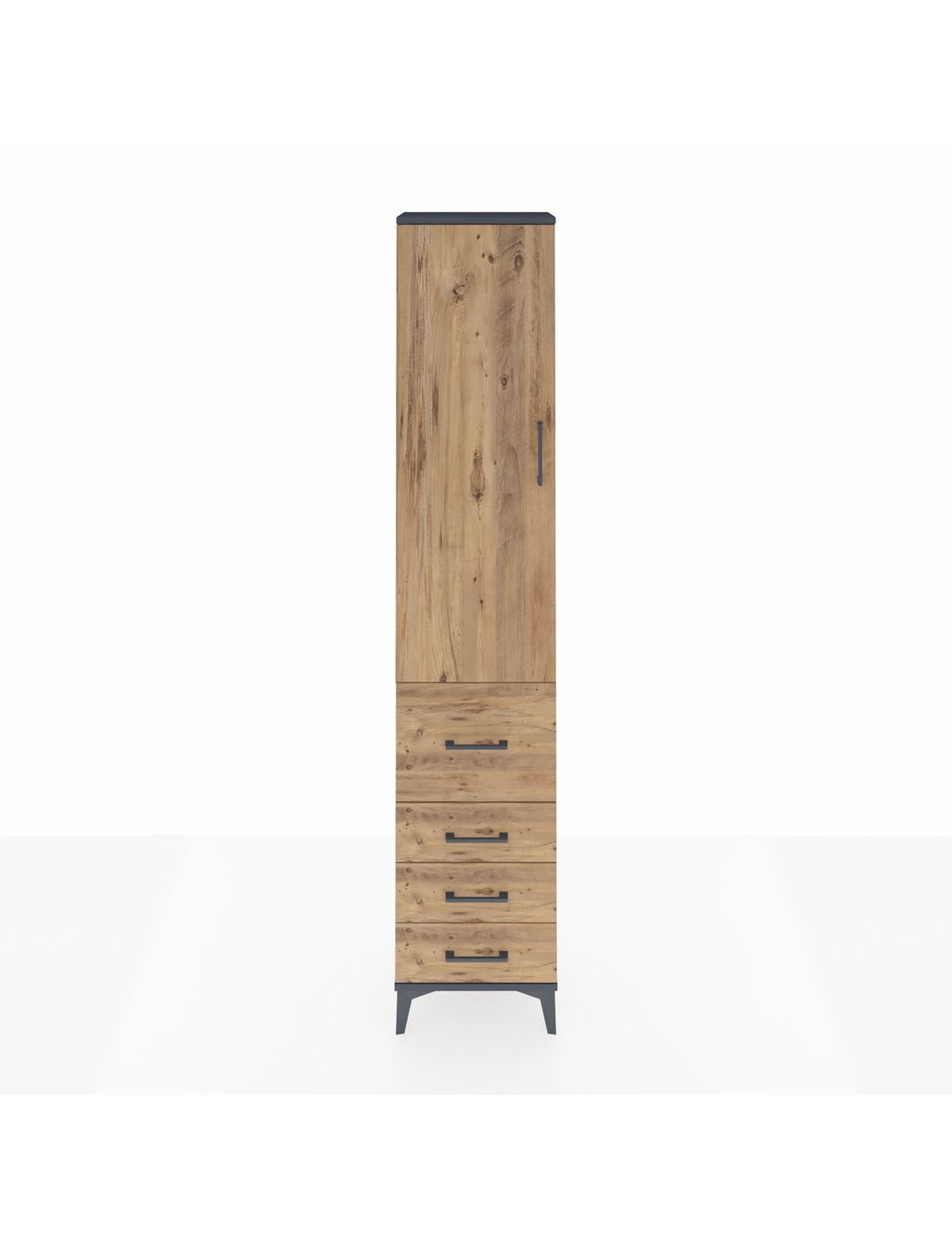 Arges Dolap 2 Raflı 4 Çekmeceli Tek Askılı 44x30x221 Antrasit-Çam