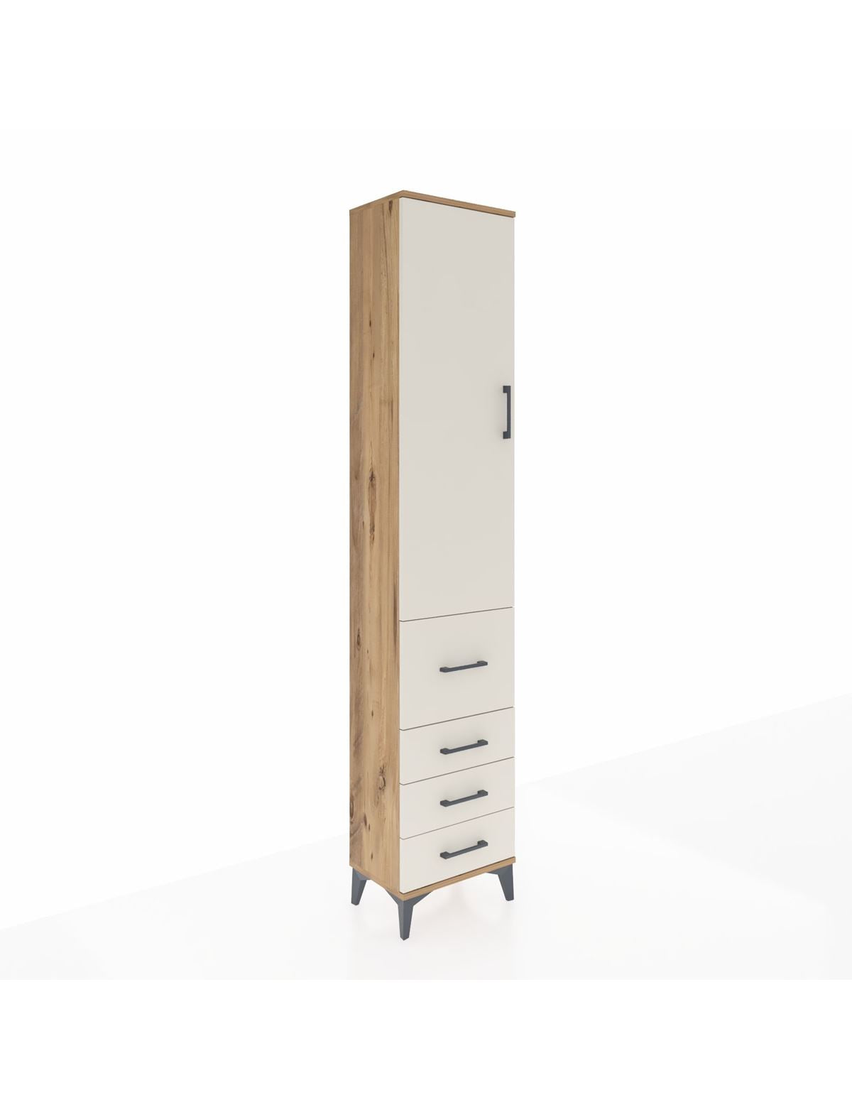 Arges Dolap 2 Raflı 4 Çekmeceli Tek Askılı 44x30x221 Çam-Aytaşı