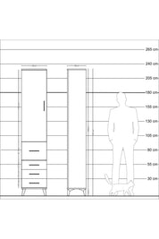 Arges Dolap 2 Raflı 4 Çekmeceli Tek Askılı 44x30x221 Antrasit-Çam